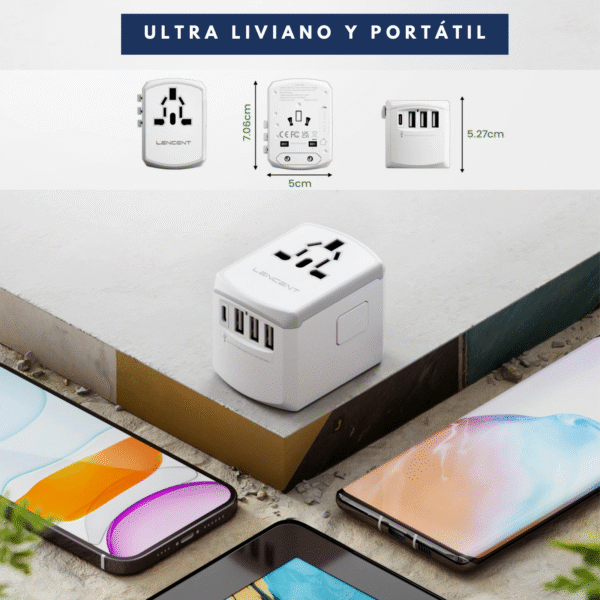 Adaptador de Viaje Universal 5 EN 1 (3 Puertos USB  + 1 Tipo C + 1 AC) - Image 6