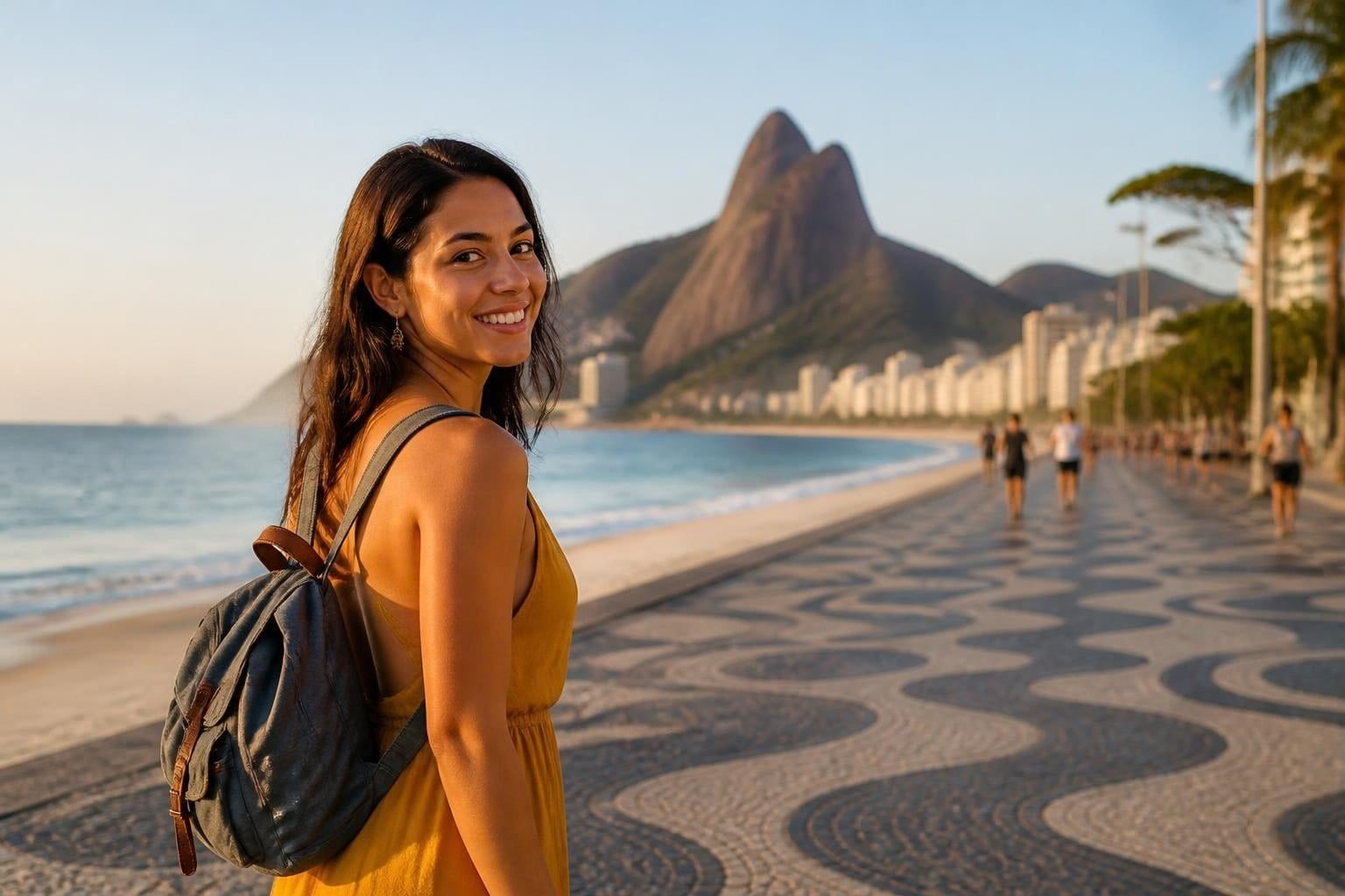 Viajar a Brasil desde Chile Viajera chilena paseando por el malecón de Copacabana en Río de Janeiro, Brasil