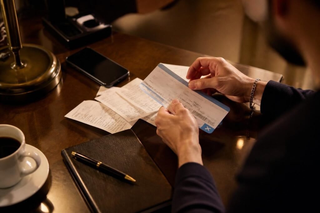 Boletas y tarjeta de embarque guardadas para un reclamo a la aerolínea Boletas y tarjeta de embarque guardadas para un reclamo a la aerolínea